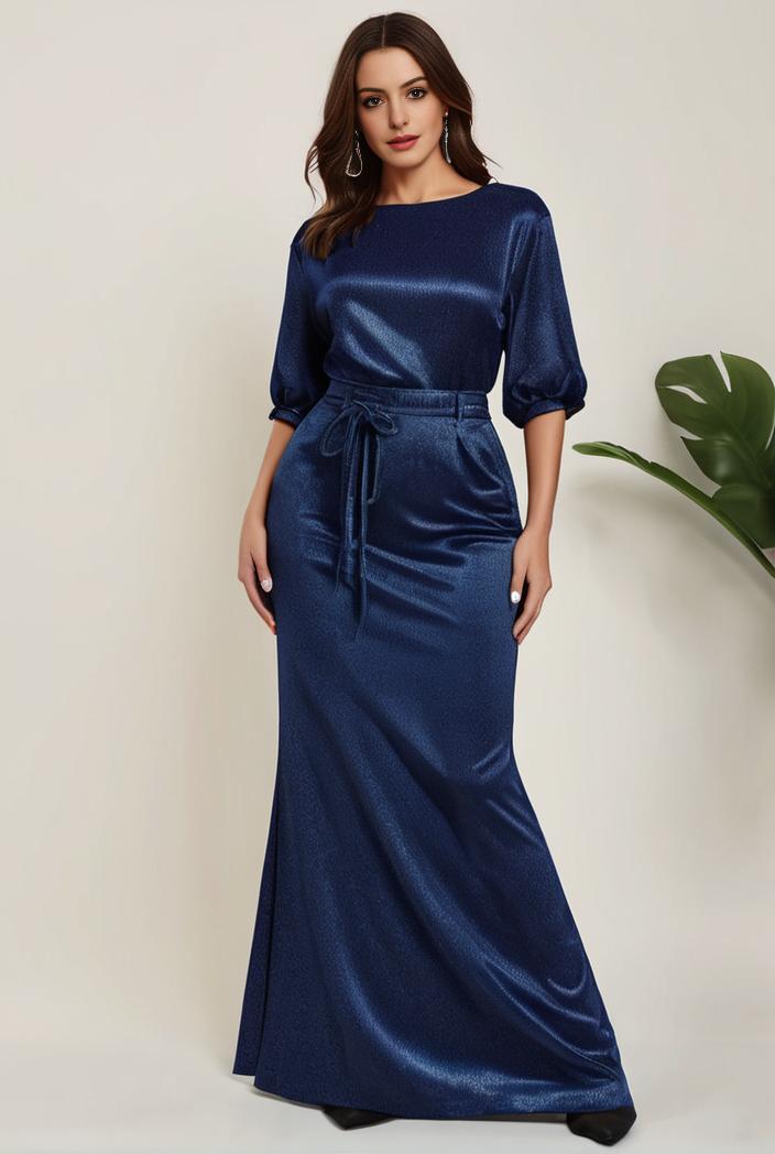 3 4 sleeve bodycon plunging back sequin evening dress 107859