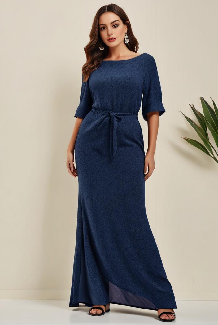 3 4 sleeve bodycon plunging back sequin evening dress 107861