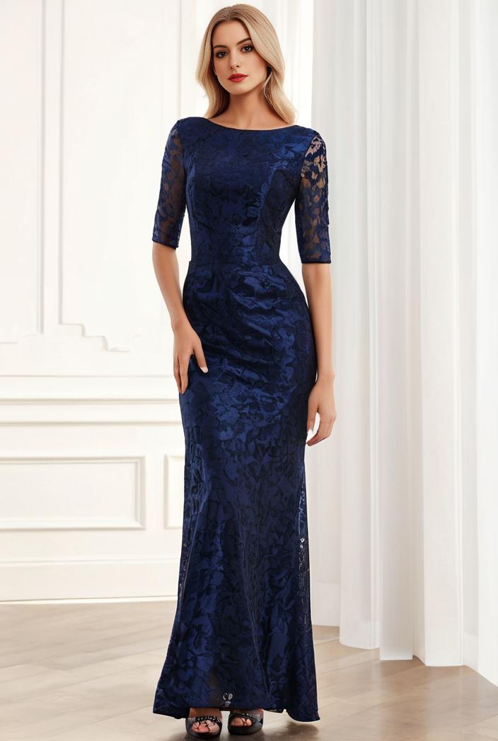 3 4 sleeve bodycon plunging back sequin evening dress 107871