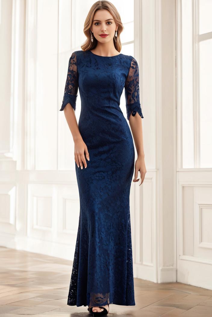 3 4 sleeve bodycon plunging back sequin evening dress 107877