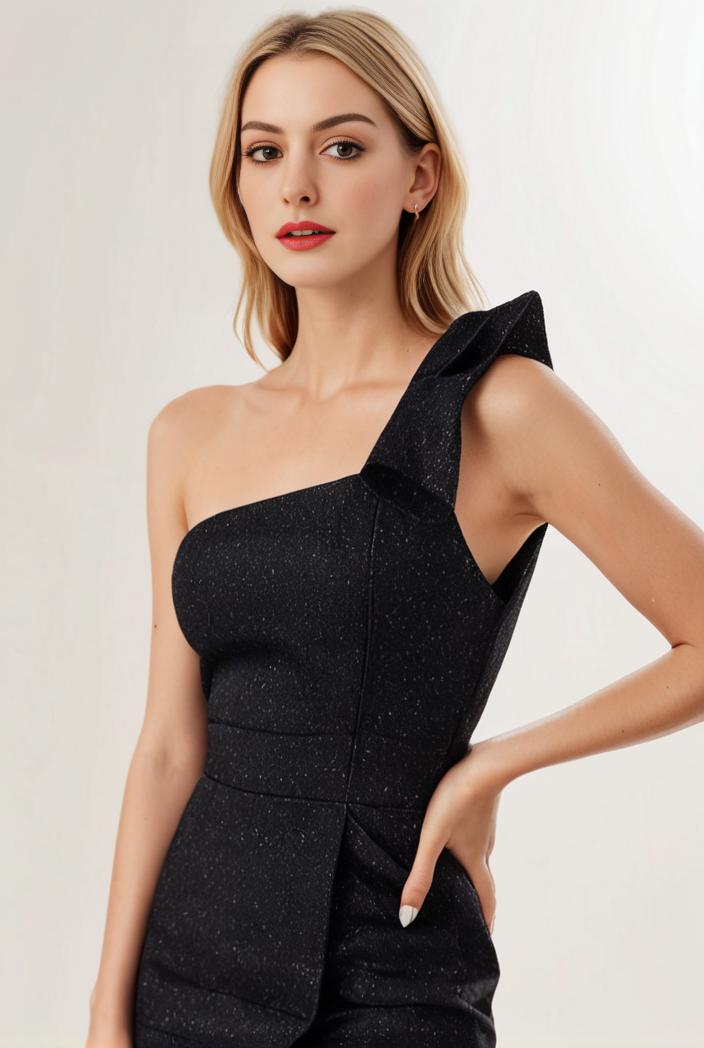 asymmetrical one shoulder feather bodycon sequin evening dress 139497