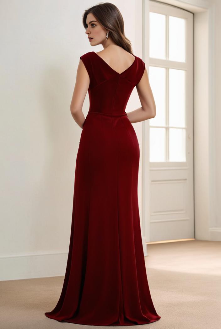 deep v neck sequin short sleeve high side front slit mother of the bride dress 141003