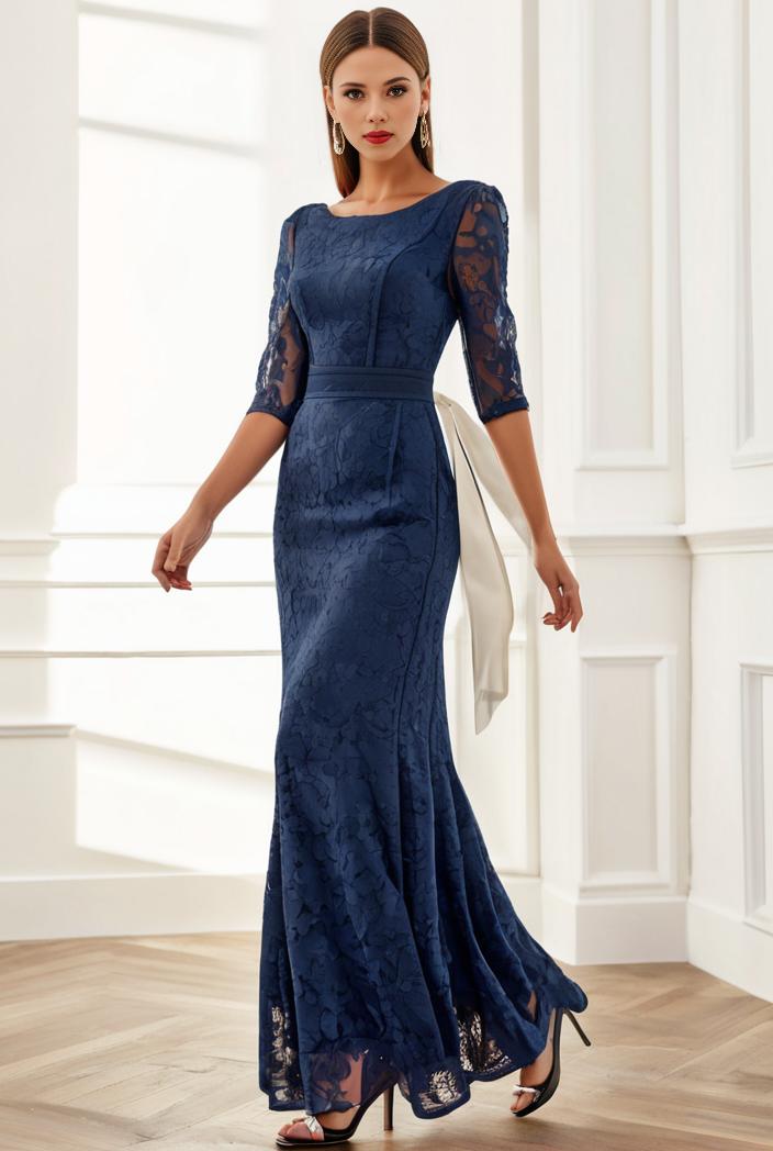 3 4 sleeve bodycon plunging back sequin evening dress 136913
