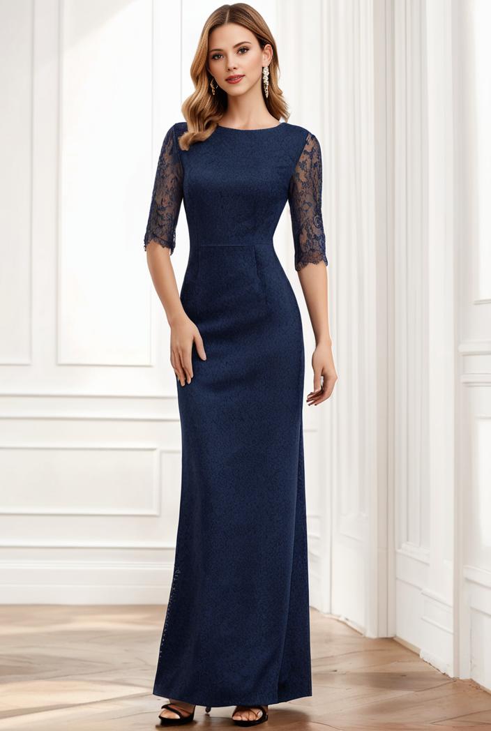 3 4 sleeve bodycon plunging back sequin evening dress 136932