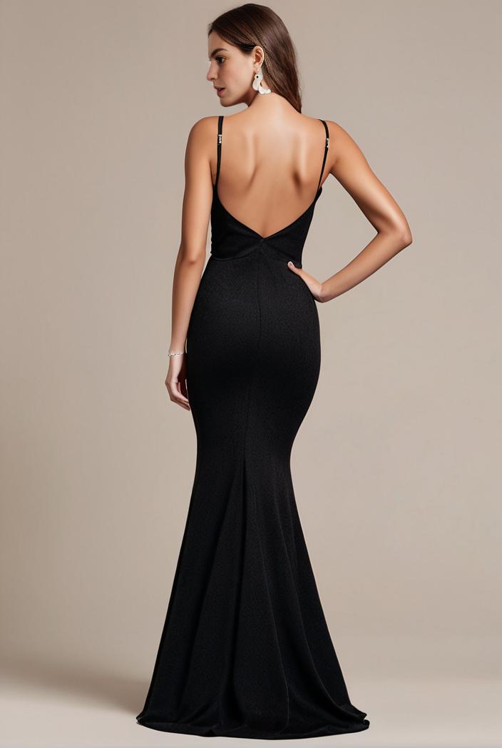 glitter spaghetti strap u veck open back bodycon stretchy evening dress 113038