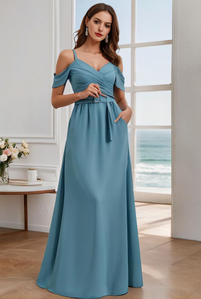 off shoulder spaghetti strap a line maternity dress 114694
