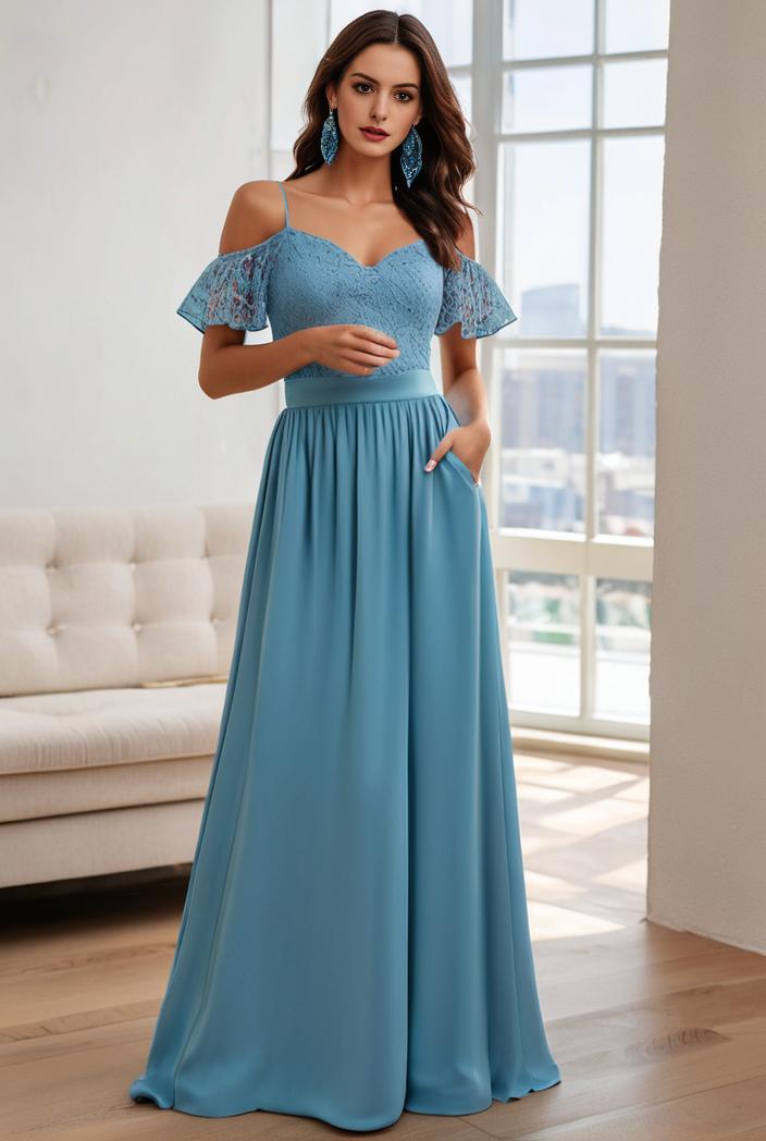 off shoulder spaghetti strap a line maternity dress 114695