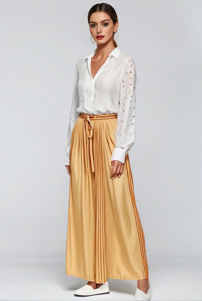 pleated high waist commuting temperament maxi dress 115030