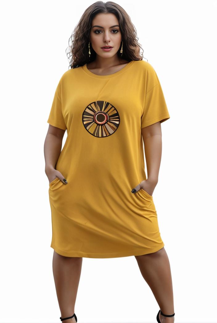 plus size faith letter print short sleeve midi dress with pockets women s plus slight stretch casual dress 116322