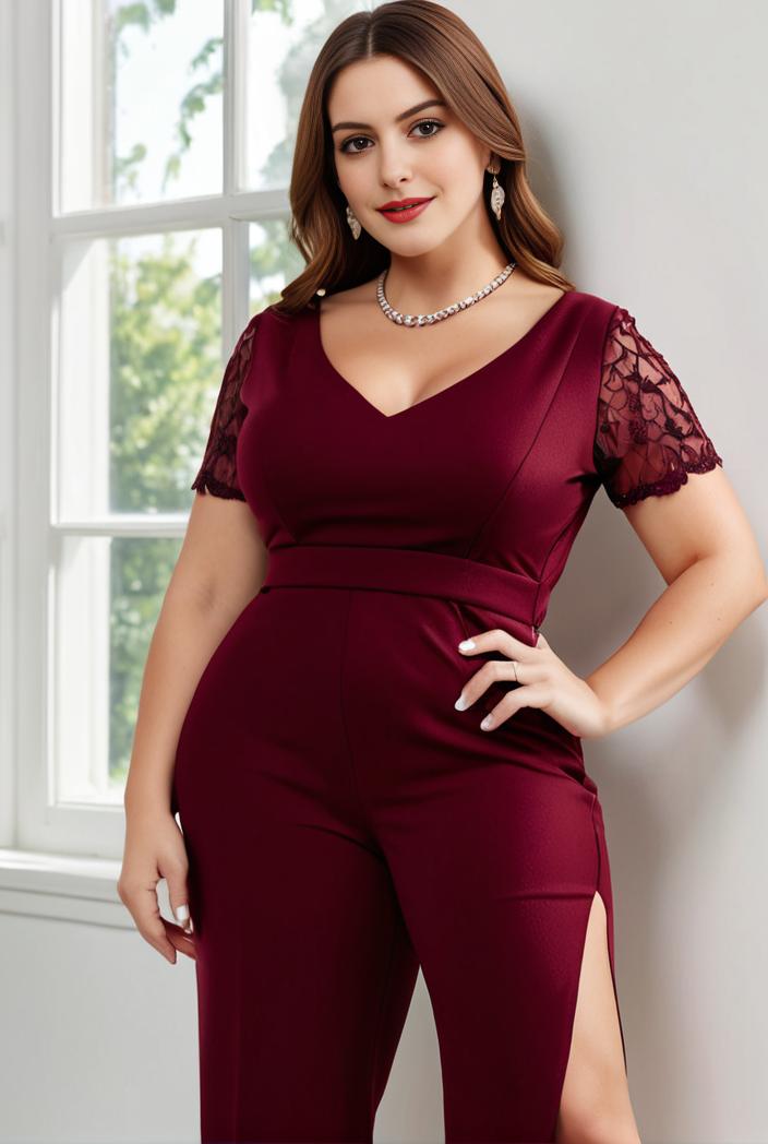 plus size front slit short sleeve with sequin mother of the bride dress 116837