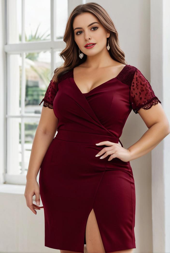 plus size front slit short sleeve with sequin mother of the bride dress 116838