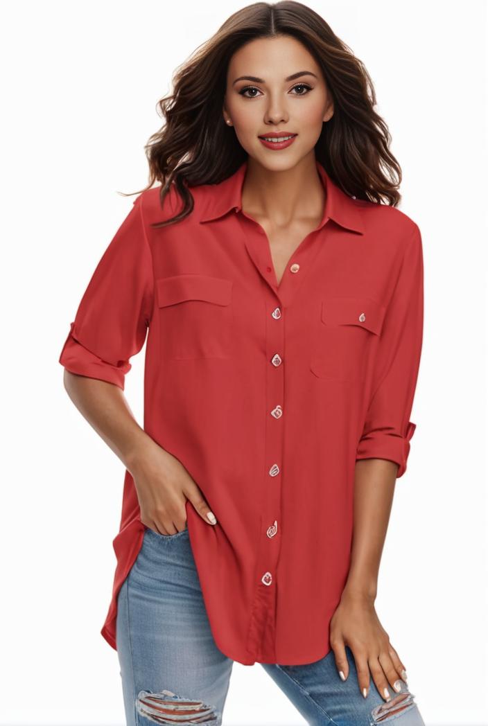 plus size formal shirt women s plus plain long sleeve turn down collar button up workwear shirt 145688