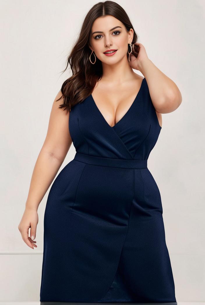 plus size shiny v neck side slit formal evening dress 118388