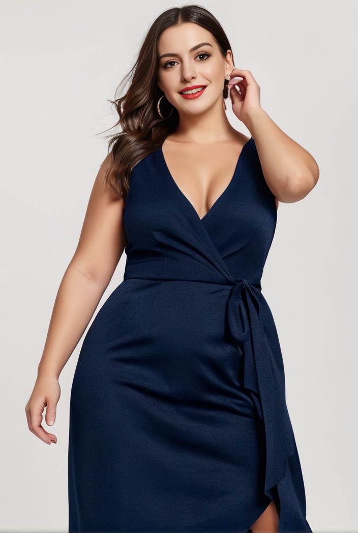 plus size shiny v neck side slit formal evening dress 118390