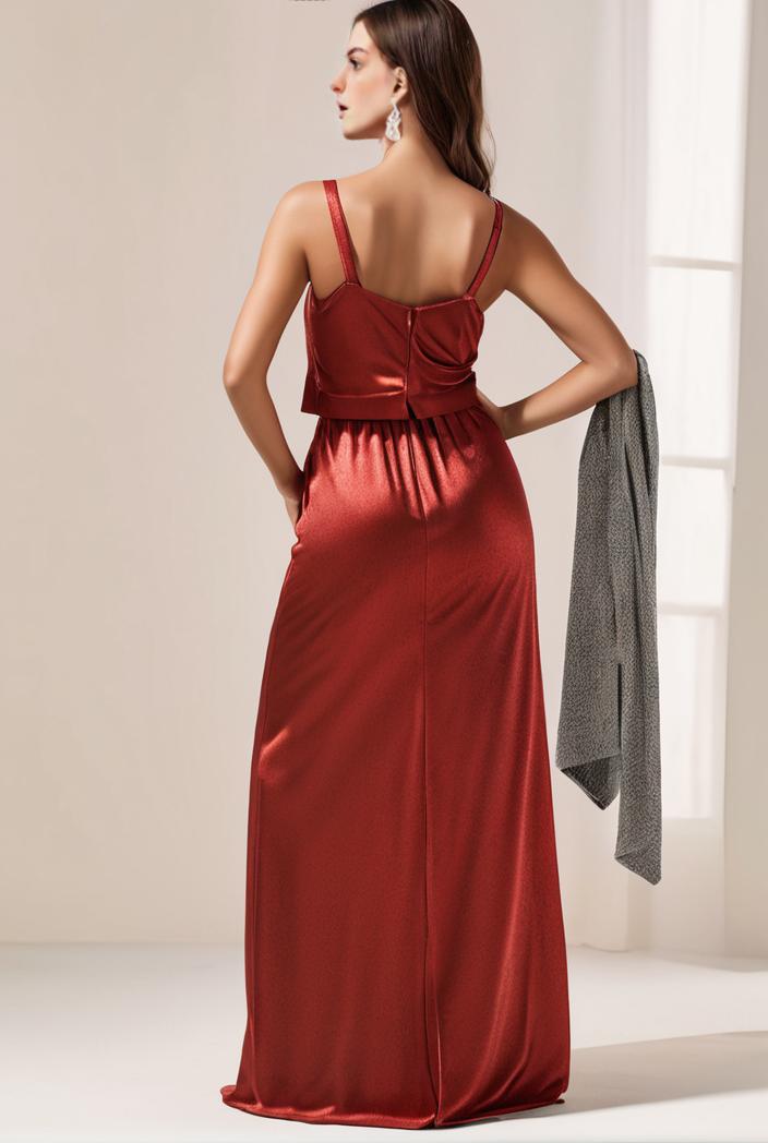 plus size shiny v neck side slit formal evening dress 118421