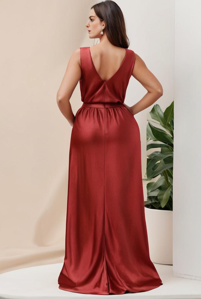 plus size shiny v neck side slit formal evening dress 118422