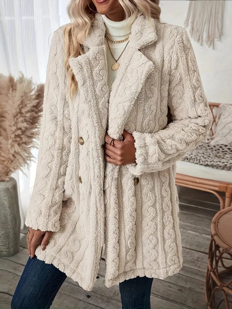 Zip-Up Fleece Winter Jacket with Lapel Neck for Women