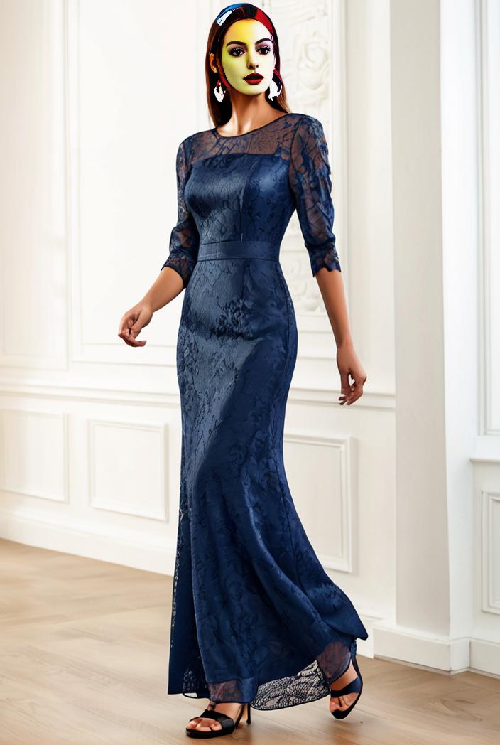 3 4 sleeve bodycon plunging back sequin evening dress 126605