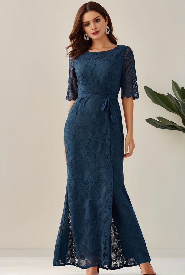 3 4 sleeve bodycon plunging back sequin evening dress 126611
