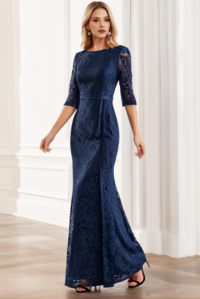 3 4 sleeve bodycon plunging back sequin evening dress 105736