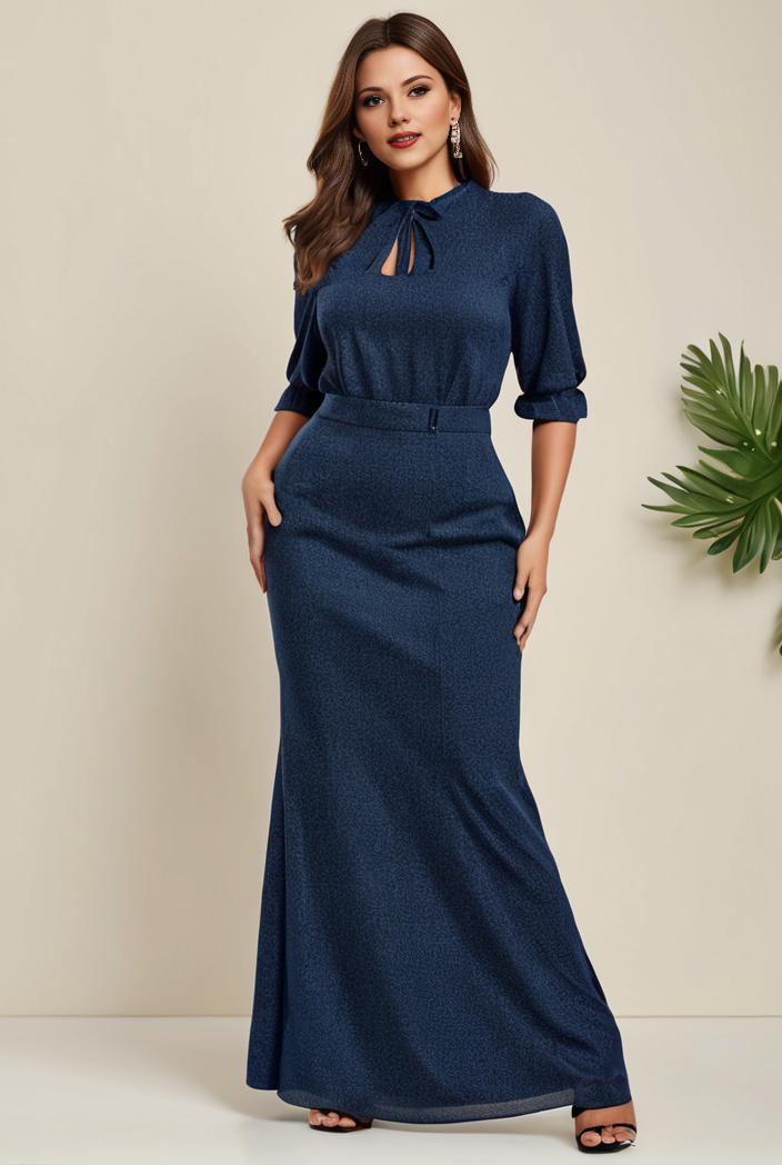 3 4 sleeve bodycon plunging back sequin evening dress 105745