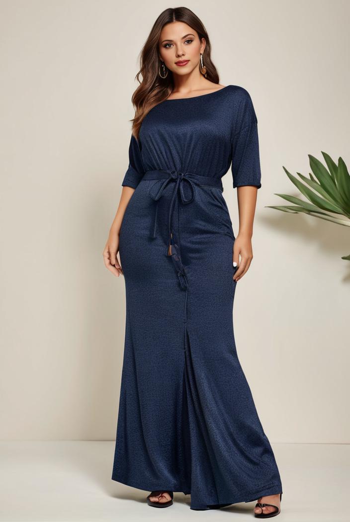 3 4 sleeve bodycon plunging back sequin evening dress 105749
