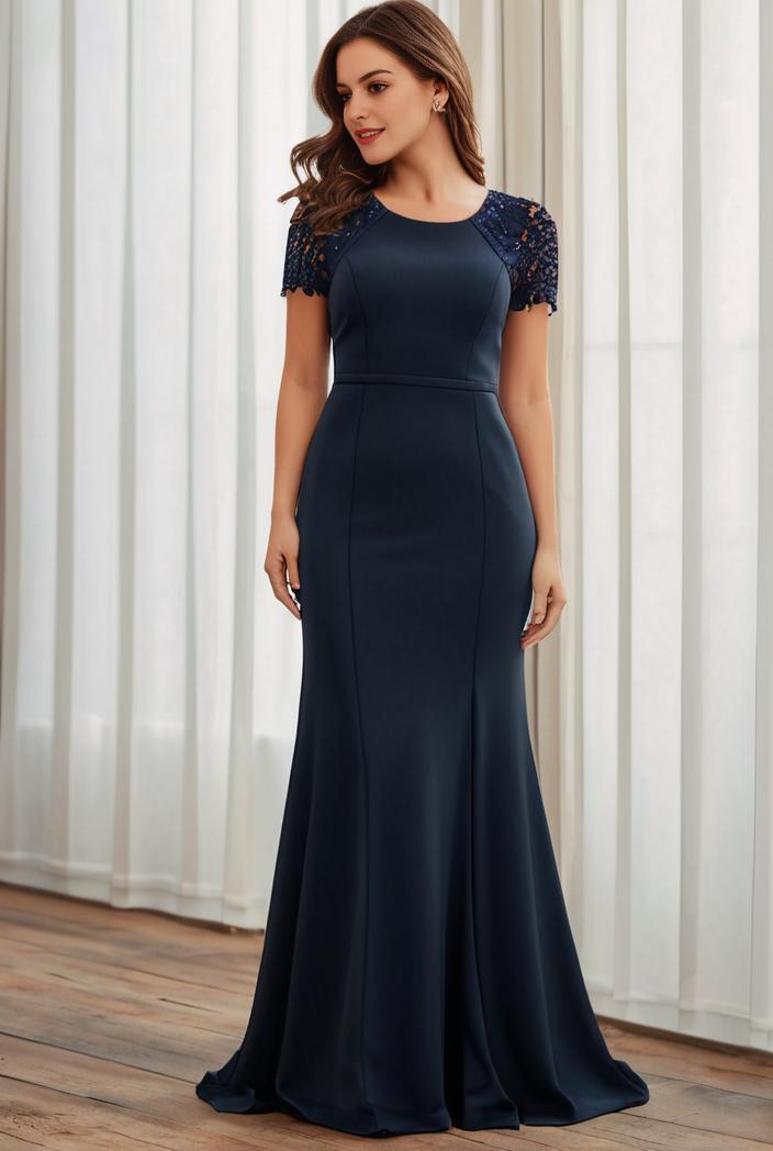 deep v neck sequin short sleeve high side front slit mother of the bride dress 128298