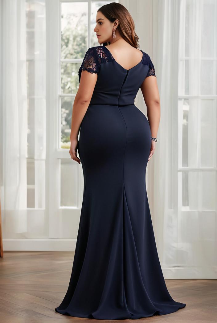 deep v neck sequin short sleeve high side front slit mother of the bride dress 128304
