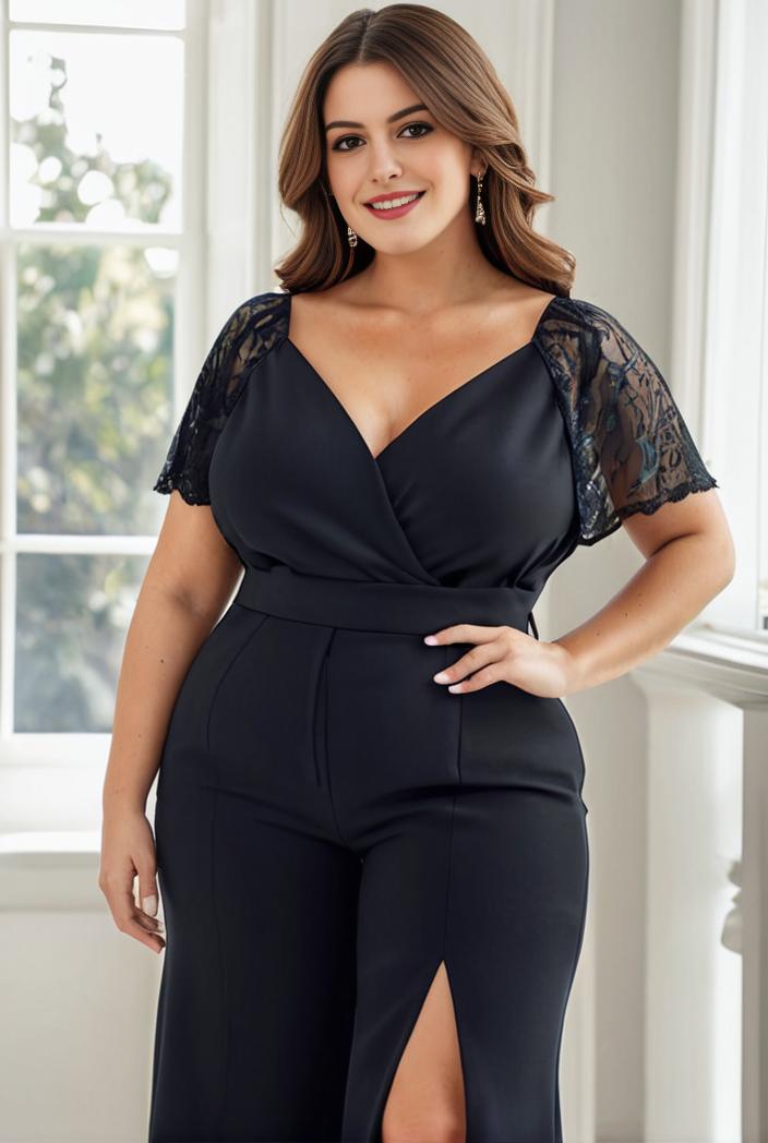 deep v neck sequin short sleeve high side front slit mother of the bride dress 128307