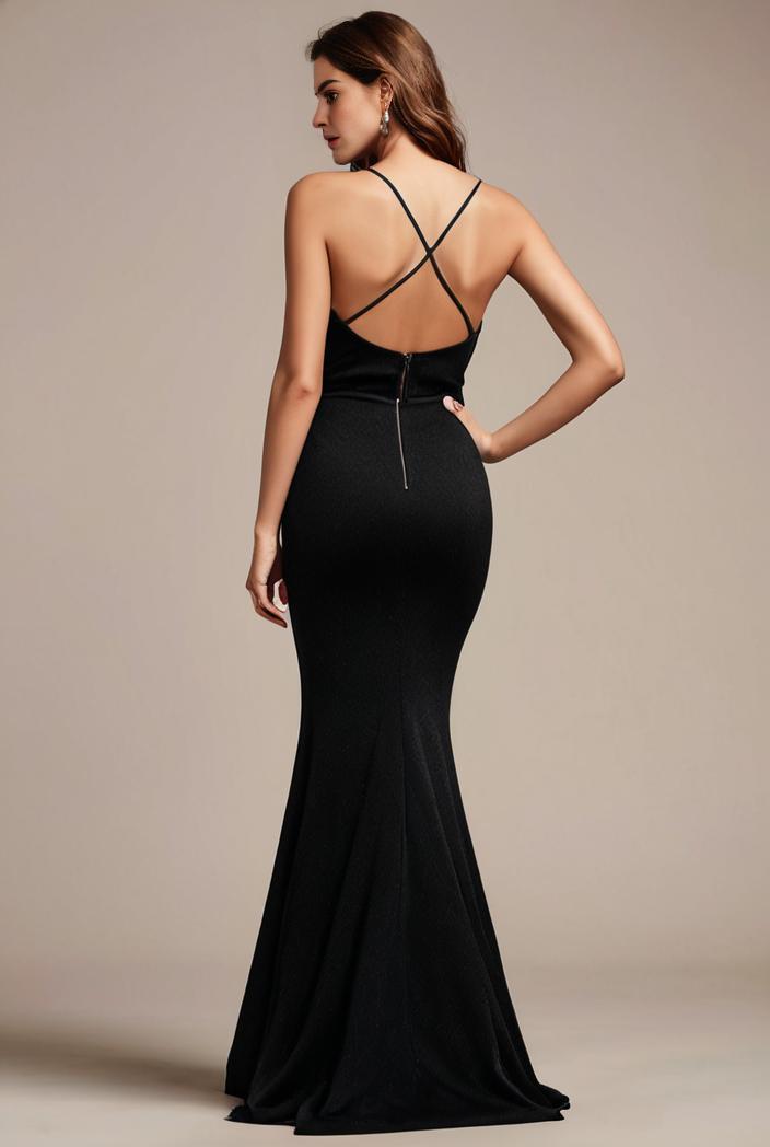 glitter spaghetti strap u veck open back bodycon stretchy evening dress 131801