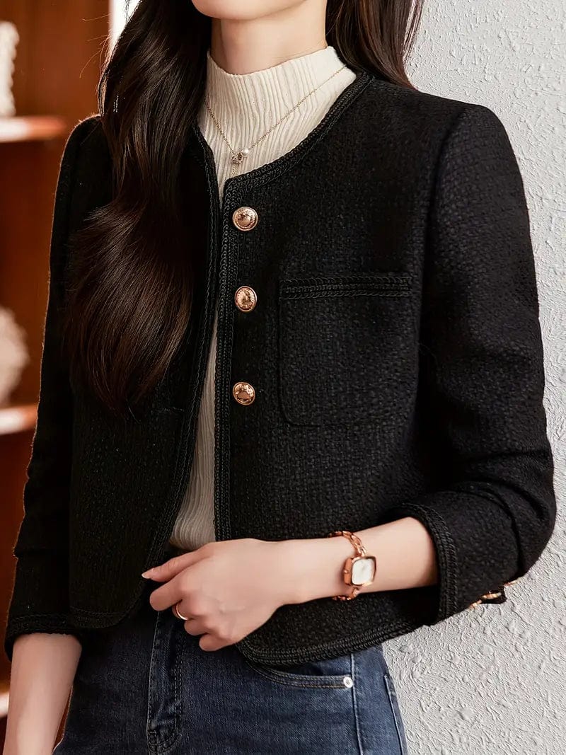 Sophisticated Long Sleeve Blazer for Autumn & Winter, Women's Outerwear