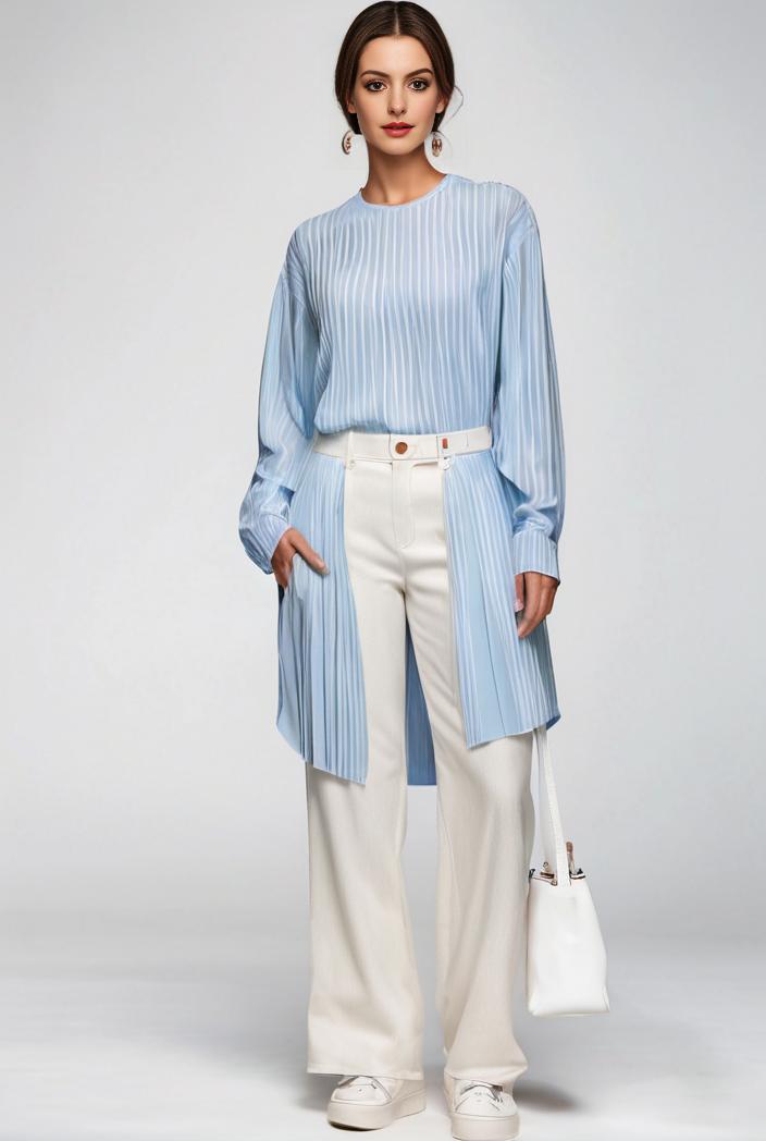 pleated high waist commuting temperament maxi dress 133779