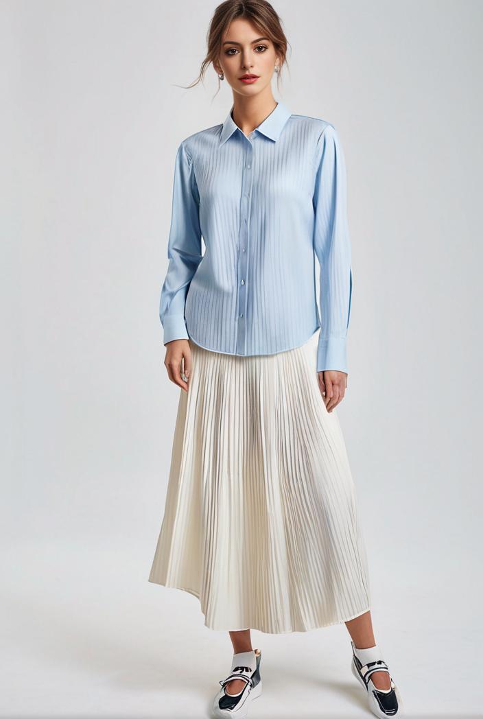 pleated high waist commuting temperament maxi dress 133783