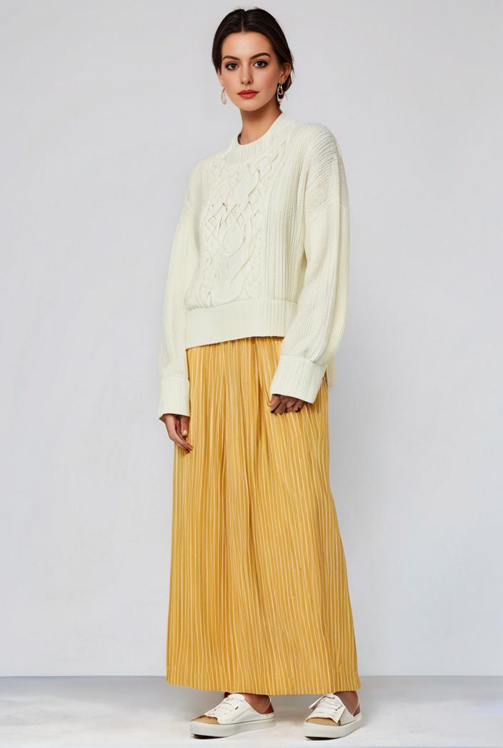 pleated high waist commuting temperament maxi dress 133786