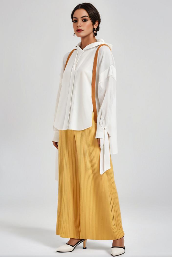 pleated high waist commuting temperament maxi dress 133787