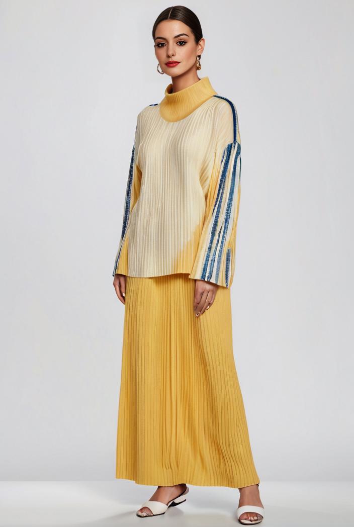 pleated high waist commuting temperament maxi dress 133790