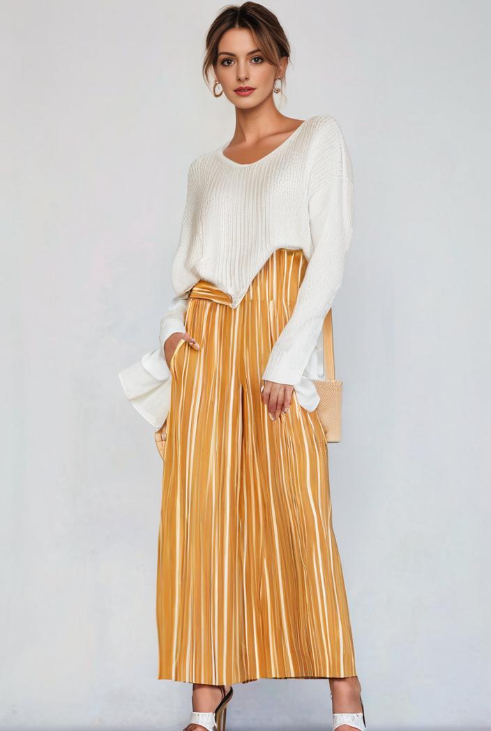 pleated high waist commuting temperament maxi dress 133791