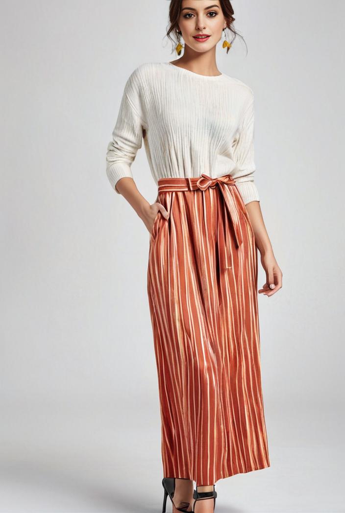 pleated high waist commuting temperament maxi dress 133795