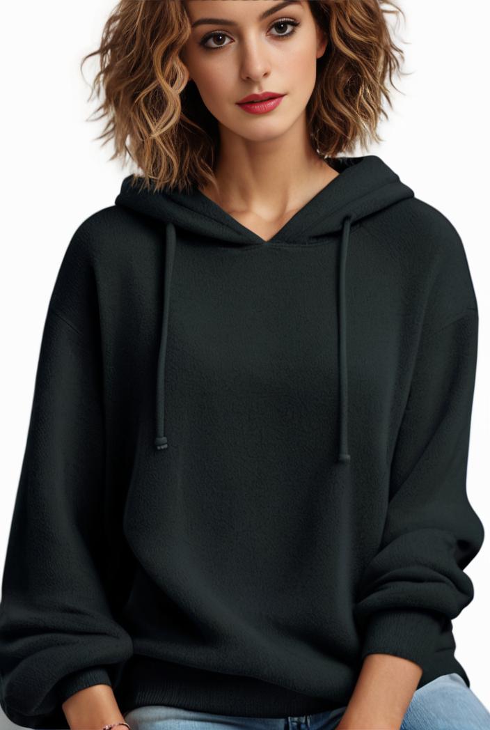 plus size casual hoodie women s plus solid ribbed long sleeve slight stretch hoodie drawstring sweatshirt 134754