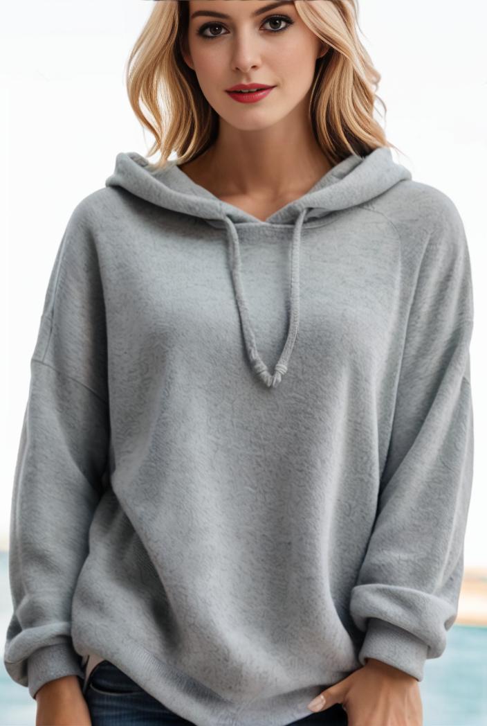 plus size casual hoodie women s plus solid ribbed long sleeve slight stretch hoodie drawstring sweatshirt 134773