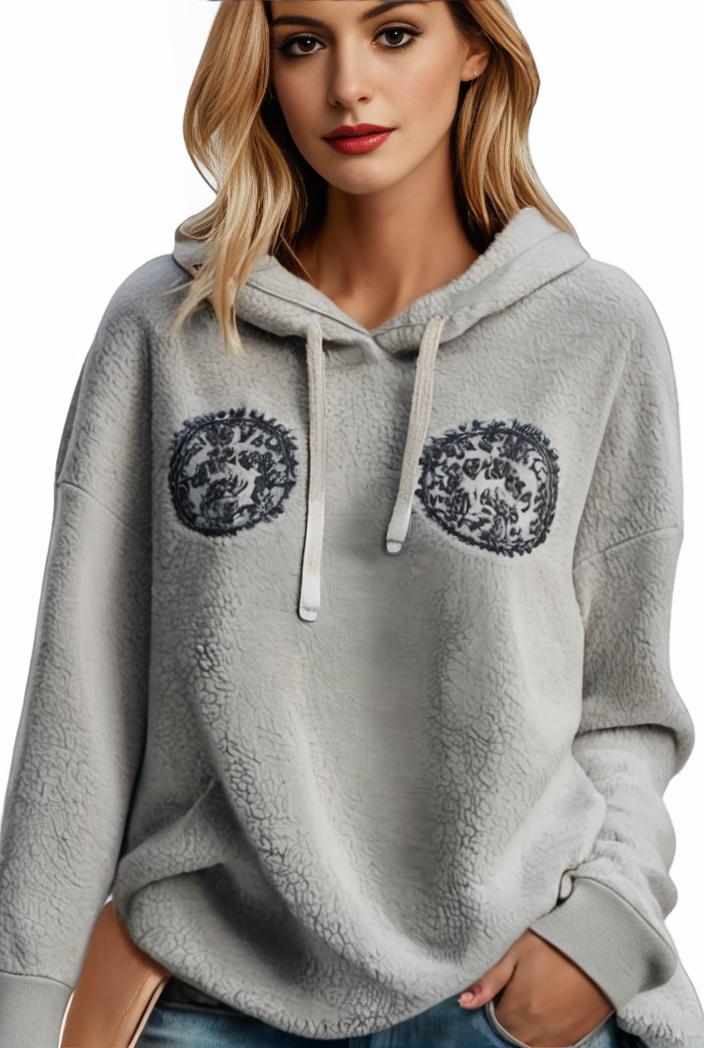 plus size casual hoodie women s plus solid ribbed long sleeve slight stretch hoodie drawstring sweatshirt 134774