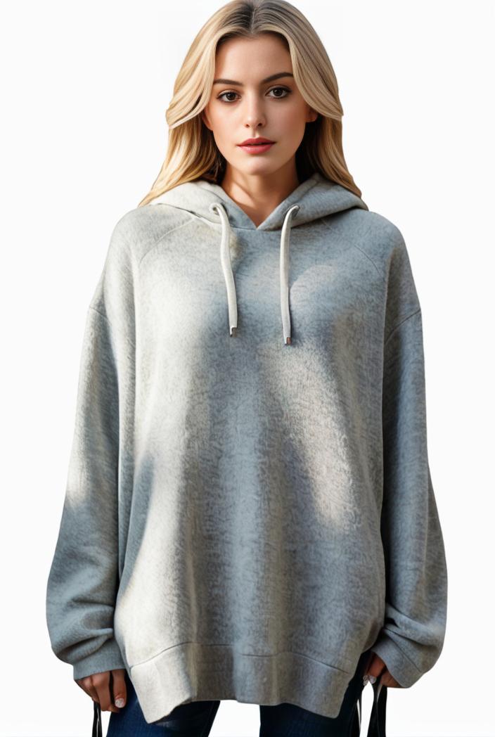 plus size casual hoodie women s plus solid ribbed long sleeve slight stretch hoodie drawstring sweatshirt 134781