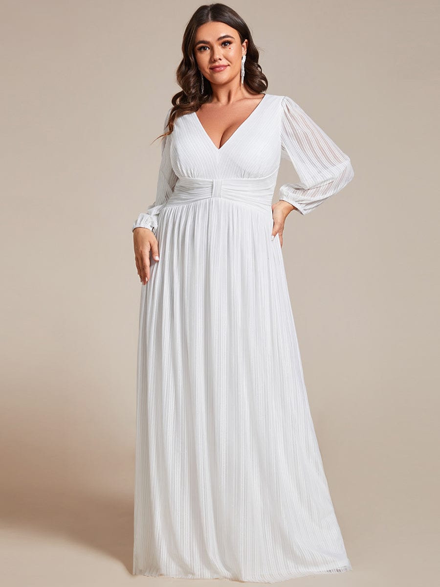 Elegant Sequin Empire Waist Evening Gown with Sheer Sleeves for Plus Size Women