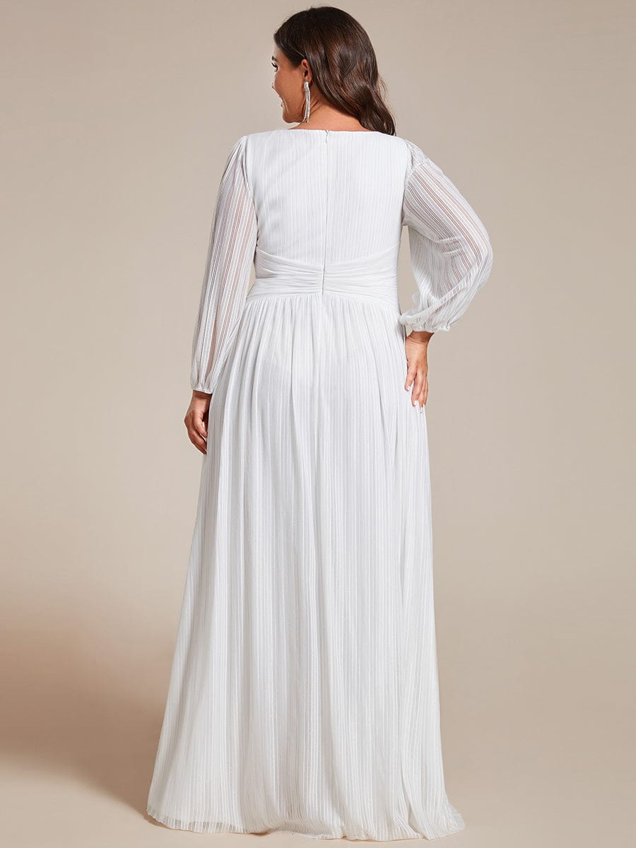 Elegant Sequin Empire Waist Evening Gown with Sheer Sleeves for Plus Size Women