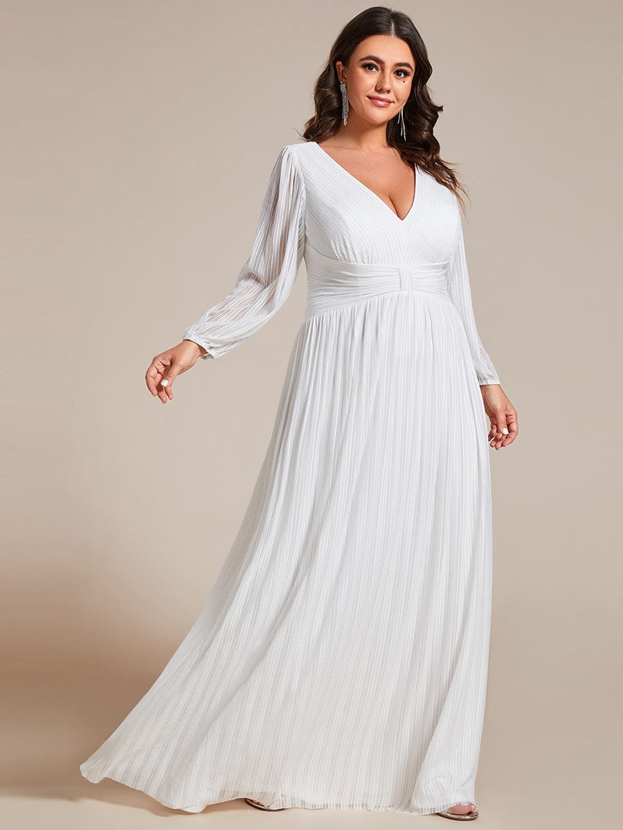 Elegant Sequin Empire Waist Evening Gown with Sheer Sleeves for Plus Size Women