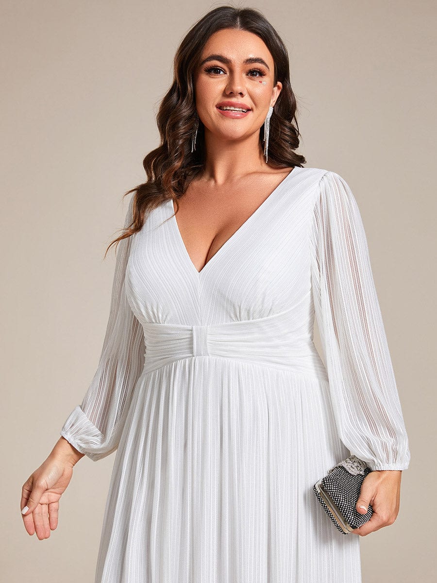Elegant Sequin Empire Waist Evening Gown with Sheer Sleeves for Plus Size Women