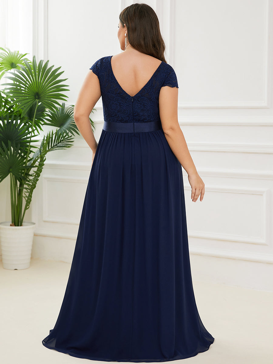 A-line Deep V-neck Bridesmaid Dress with Sleeves