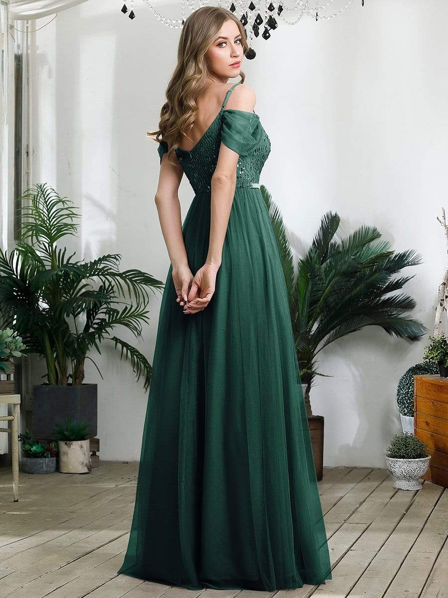 A-Line Tulle Bridesmaid Dress with Sweetheart Neckline and Ruffle Sleeves