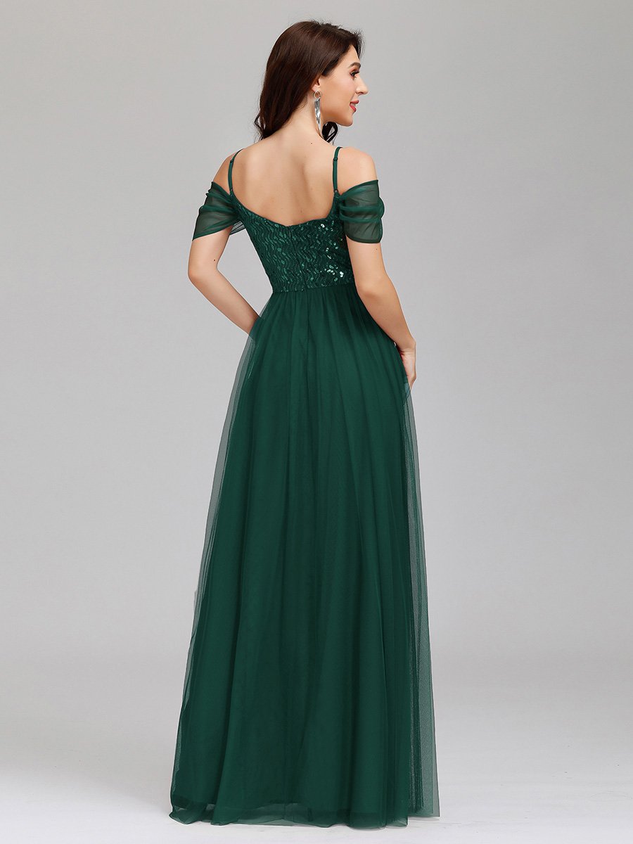 A-Line Tulle Bridesmaid Dress with Sweetheart Neckline and Ruffle Sleeves