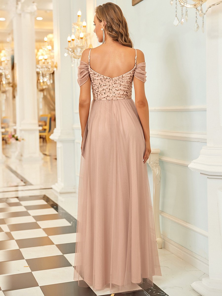 A-Line Tulle Bridesmaid Dress with Sweetheart Neckline and Ruffle Sleeves